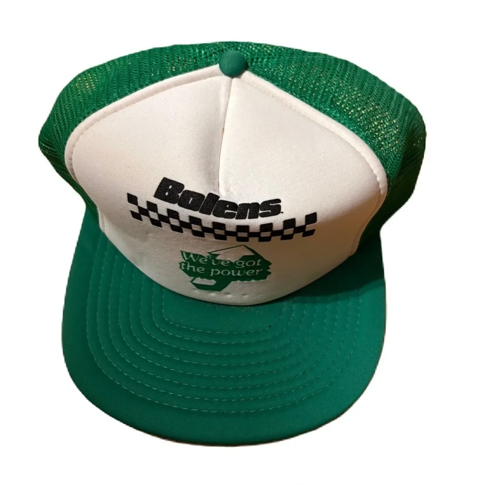 Vintage Bolens Mesh Snap Back Trucker Hat Checkered Green 90s